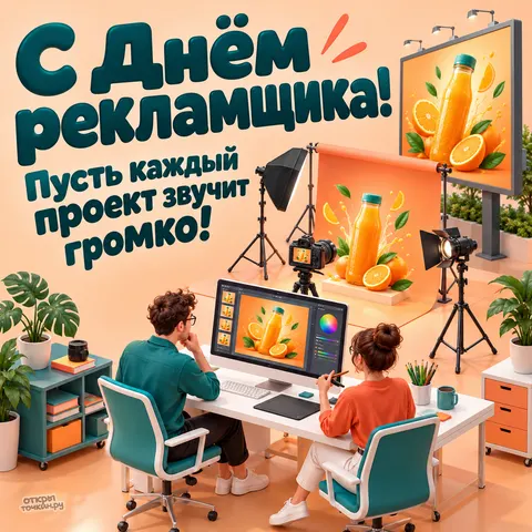 Открытка «День рекламщика, мини агентство» — День работников рекламы