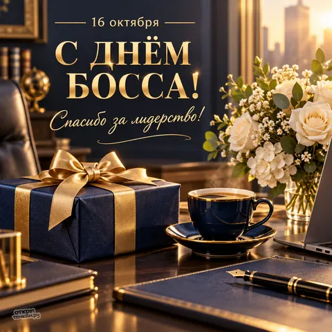 Открытка «С днём босса, вы вдохновляете, руководительница в бордовом костюме» — День шефа (День босса)