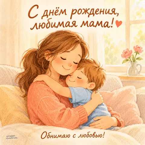Открытка «С днём рождения, любимая мама»