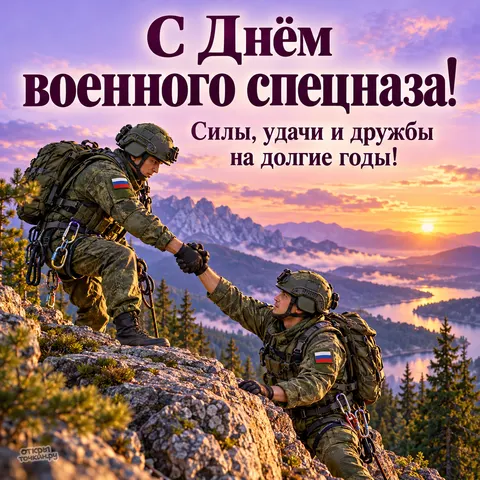 Открытка «День военного спецназа, курс на успех»