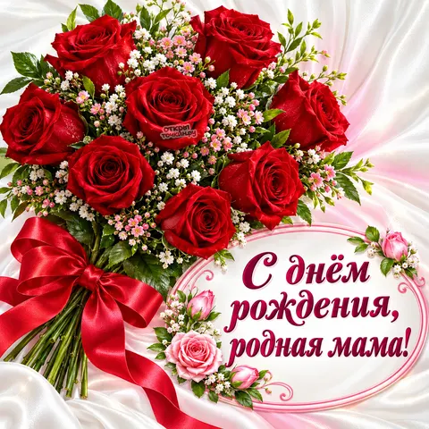 Открытка «С днём рождения, родная мама»