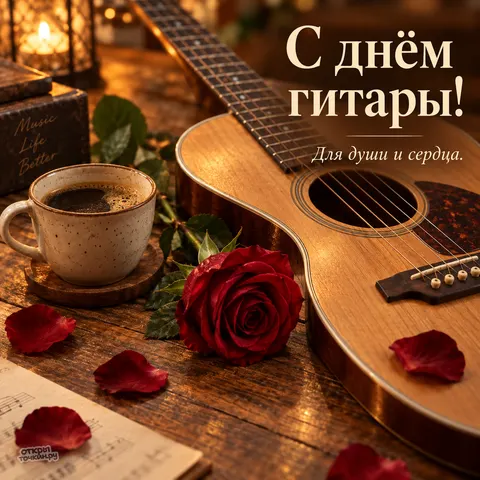 Открытка «Всемирный день гитары, для души и сердца»
