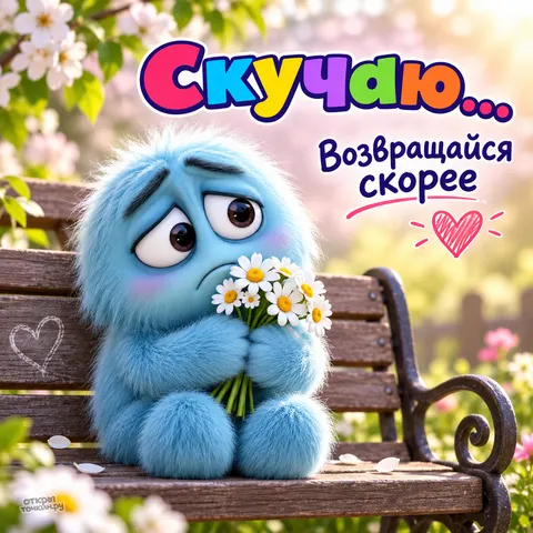 Открытка «Скучаю, возвращайся скорее»