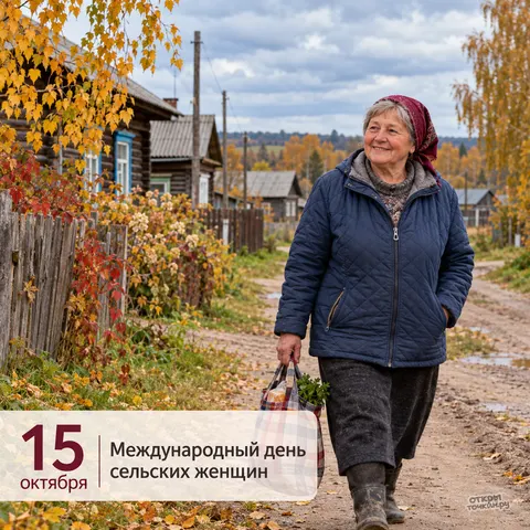 Открытка «День сельских женщин с прогулкой по деревенской улице»
