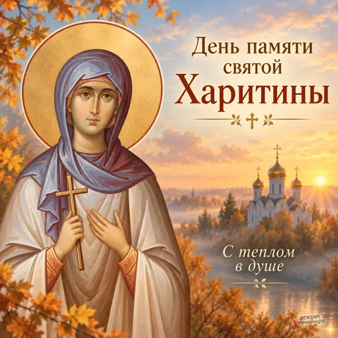 Открытка «День памяти Харитины Амисийской, с тёплом в душе» — День памяти мученицы Харитины Амисийской