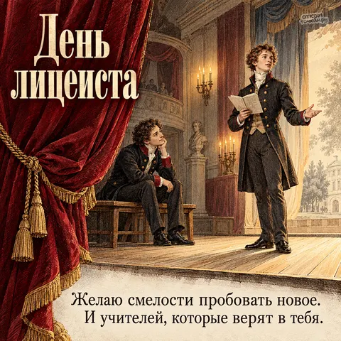 Открытка «Лицеист на репетиции в старом театре 5»