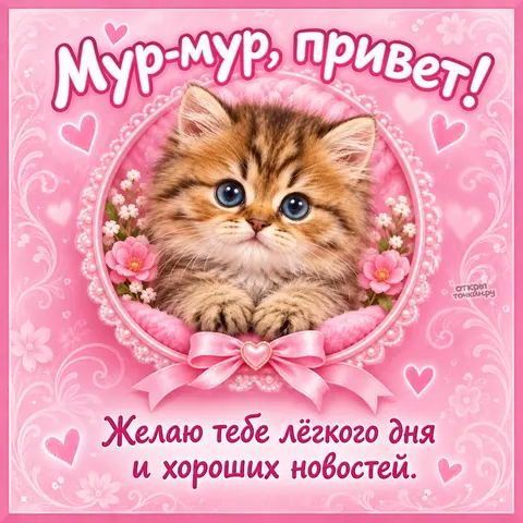 Открытка «Привет, мур-мур»