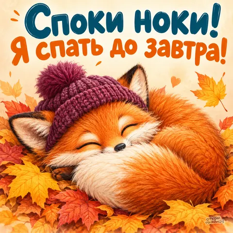 Открытка «Споки ноки. Я спать до завтра» — Спокойной ночи