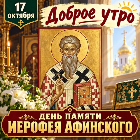 Открытка «День памяти Иерофея Афинского, 17 октября, доброе утро» — День памяти священномученика Иерофея Афинского