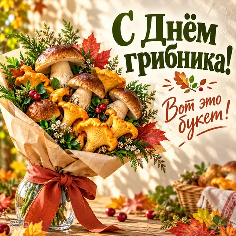 Открытка «Букет С Днём грибника»