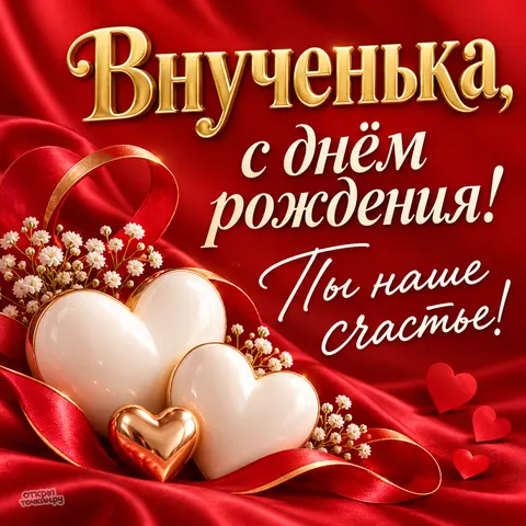Открытка «День рождения» — Рубиновая открытка для любимой внученьки