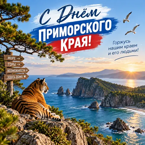 Открытка «День Приморского края, праздничная панорама»