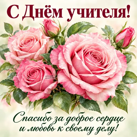 Открытка «Розы с днём учителя»
