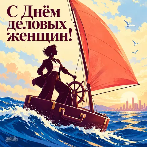 Открытка «День деловых женщин, архитектор с чертежом макет дома и циркуль» — День деловых женщин в России