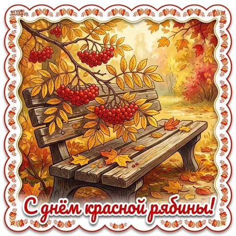 Открытка «A festive decorative greeting postcard design rom 1791544644664» — День красной рябины