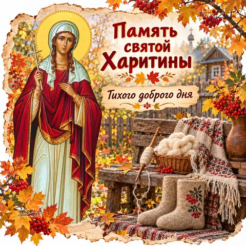Открытка «День памяти Харитины Амисийской, тихого доброго дня» — День памяти мученицы Харитины Амисийской
