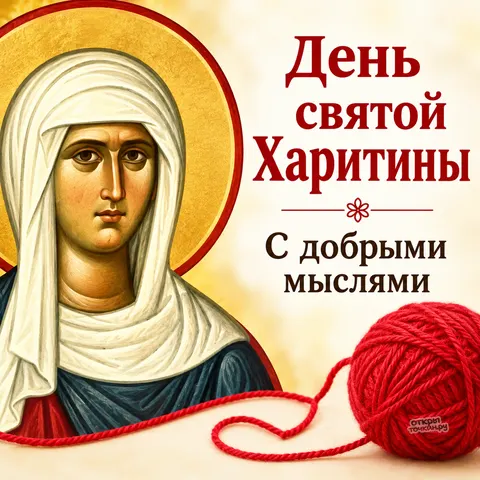 Открытка «День памяти Харитины Амисийской, с добрыми мыслями» — День памяти мученицы Харитины Амисийской