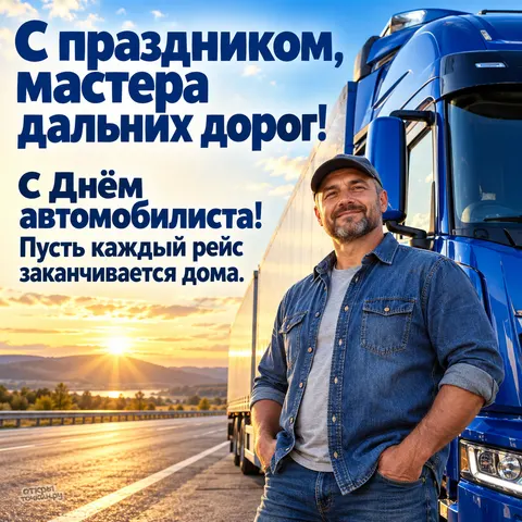 Открытка «День автомобилиста, дальнобойщик» — День работников автомобильного транспорта