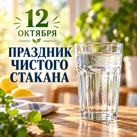 Открытка «Праздник чистого стакана, вода мята и лимон»