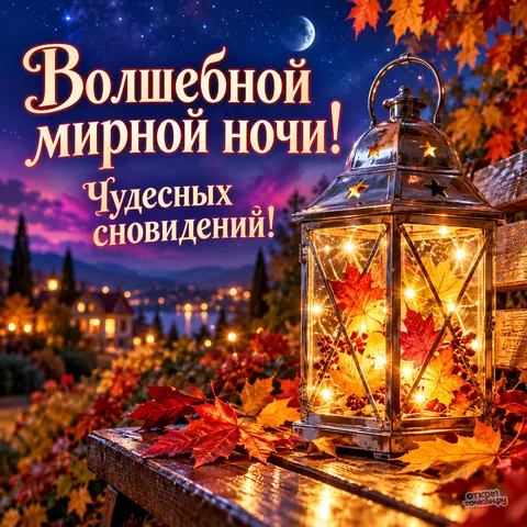 Открытка «Волшебной мирной ночи» — Спокойной ночи