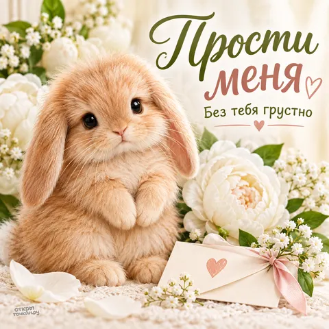 Открытка «Прости меня, без тебя грустно»