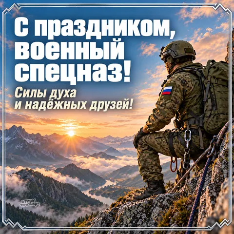 Открытка «День военного спецназа, горная подготовка»