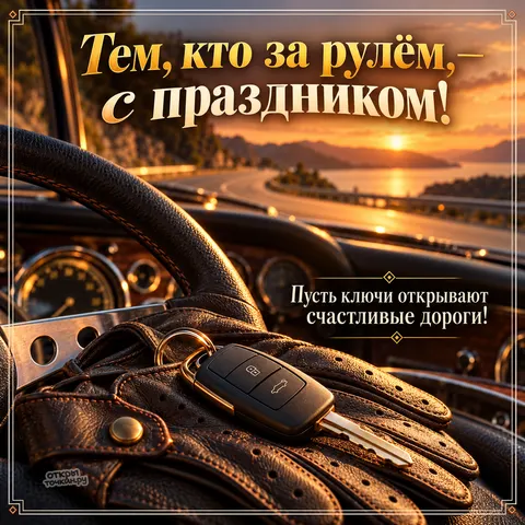 Открытка «День автомобилиста, ключи от удачи» — День работников автомобильного транспорта