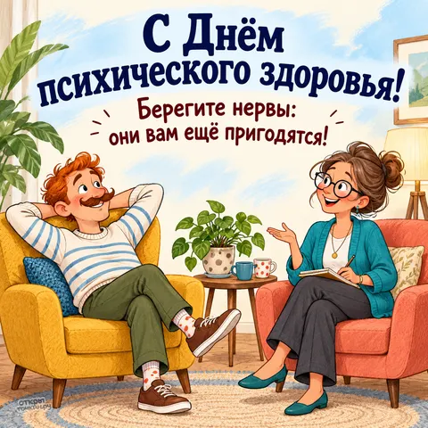 Открытка «Всемирный день психического здоровья» — С Днём психического здоровья, беседа с улыбкой