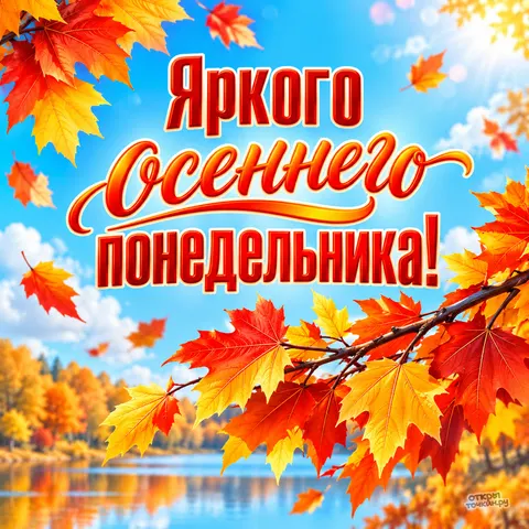 Открытка «Доброе утро» — Яркий осенний понедельник