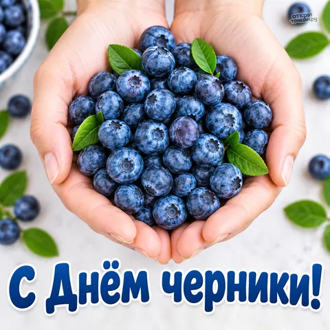 Открытка «День чёрники, горсти свежей чёрники»