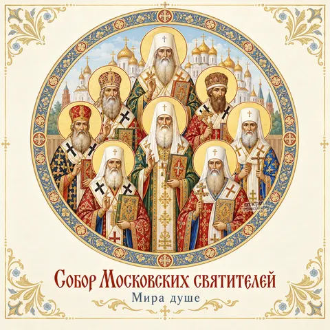 Открытка «Собор Московских святителей, мира душе»