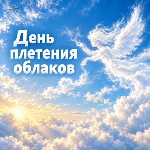 Открытка «День плетения облаков, небесная дева из облаков над золотым морем облаков»