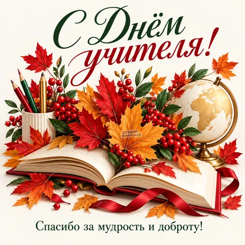 Открытка «С днём учителя книга»