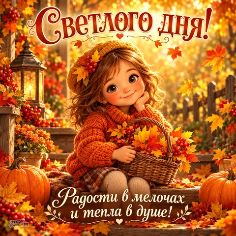 Открытка «Девочка желает светлого дня» — Хорошего дня