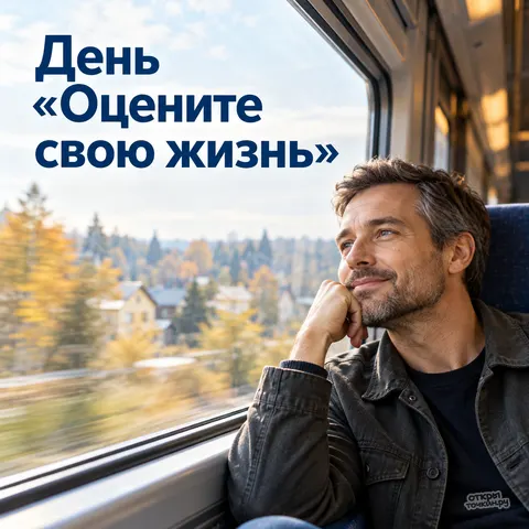 Открытка «Осеннее путешествие у окна 2» — День «Оцените свою жизнь»