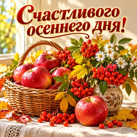 Открытка «Счастливого осеннего дня с натюрмортом» — Хорошего дня