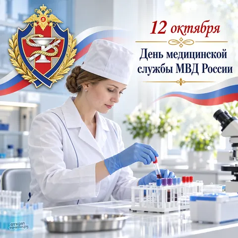 Открытка «С днём медслужбы МВД, лаборатория» — День медицинской службы МВД РФ