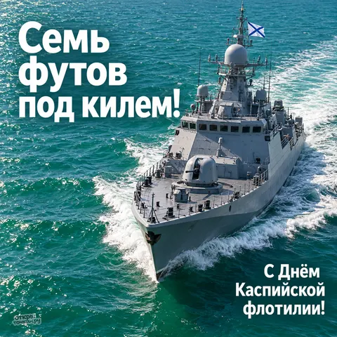 Открытка «День Каспийской флотилии, Корабль под килем» — День Каспийской флотилии ВМФ РФ