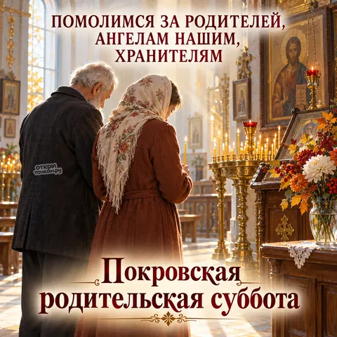 Открытка «Покровская родительская суббота, семейная молитва в маленьком храме»