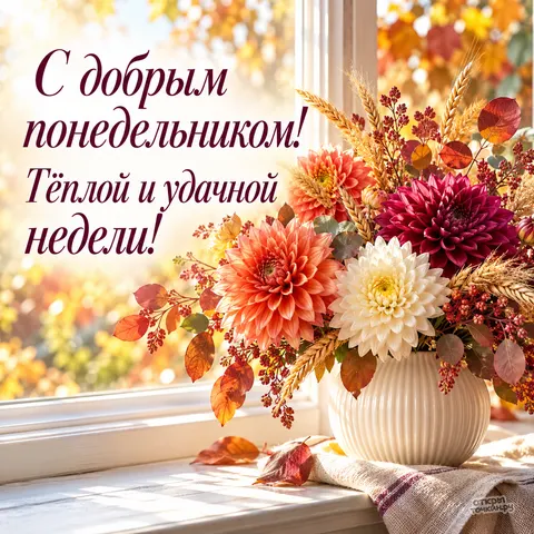 Открытка «Доброе утро» — Осенний букет для тёплой недели