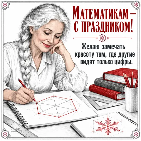 Открытка «День математика, Геометрия в блокноте»