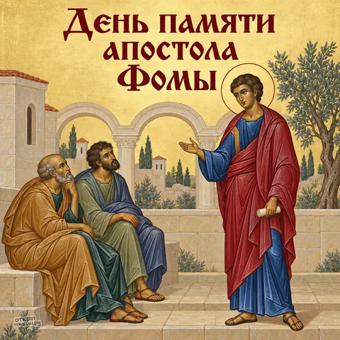 Открытка «День памяти апостола Фомы, апостол Фома проповедует ученикам» — День памяти святого апостола Фомы