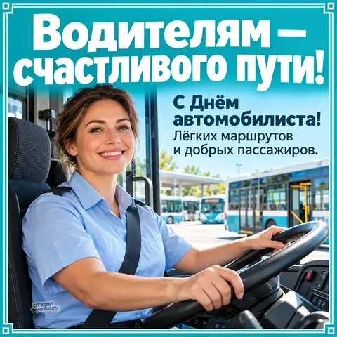 Открытка «День автомобилиста, водитель автобуса» — День работников автомобильного транспорта