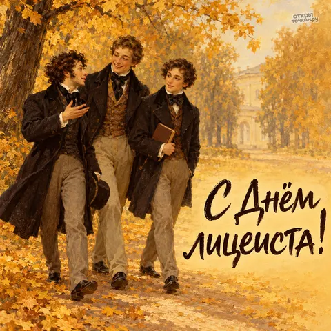 Открытка «Лицеисты на осенней аллее 10»