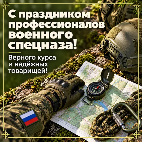 Открытка «День военного спецназа, команда на полигоне»